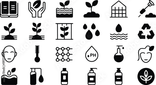 Eco friendly icons for sustainable living and green technology solutions
