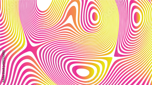 Pink and yellow line wave whit in white background
