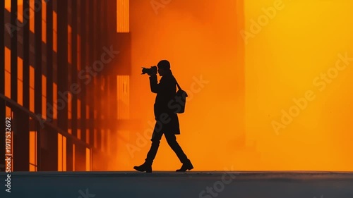 Photographer Walking with Camera on Hands. Creative Career, Freelance Job, Artistic Concept.