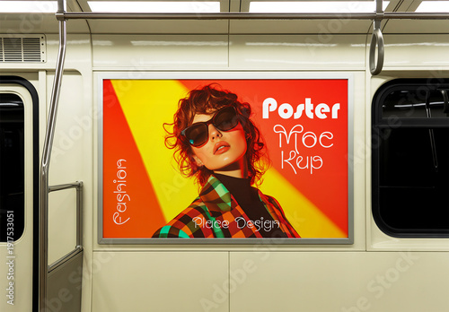 Subway Interior Billboard Poster Mockup with Fashion Design