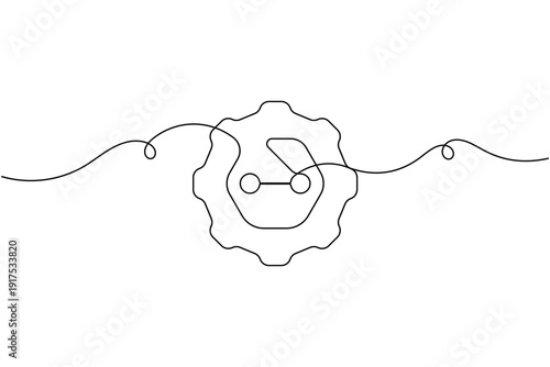 Robotics automation gear sign icon continuous one line drawing single art on white background minimalist industrial artificial intelligence robot symbol outline vector illustration