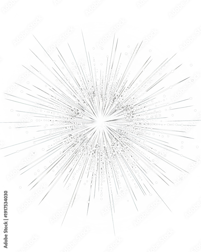 Fototapeta premium Abstract monochrome burst radiating outwards from a central bright point on black