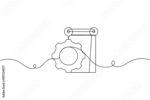 Robotics automation gear sign icon continuous one line drawing single art on white background minimalist industrial artificial intelligence robot symbol outline vector illustration