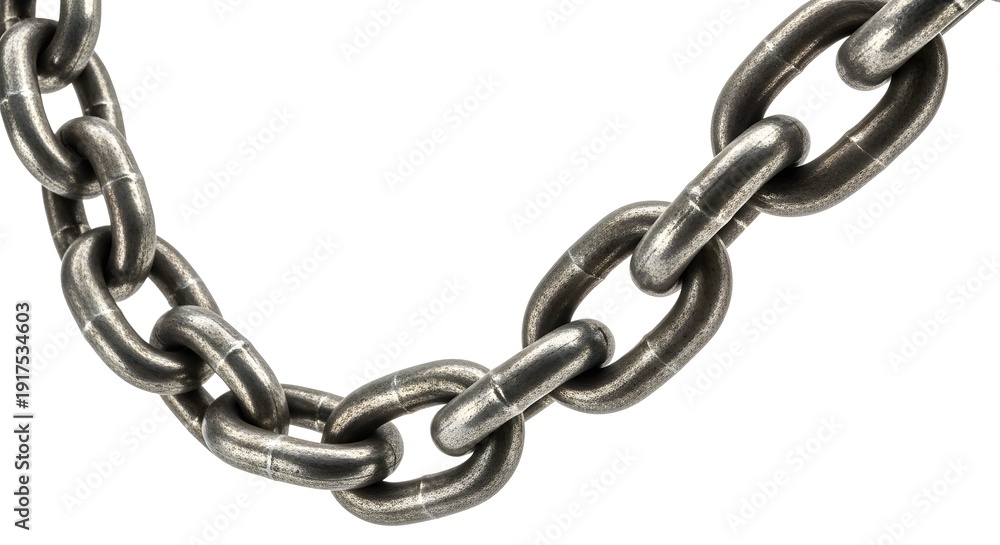 Fototapeta premium A close-up view of a sturdy metal chain on a white background