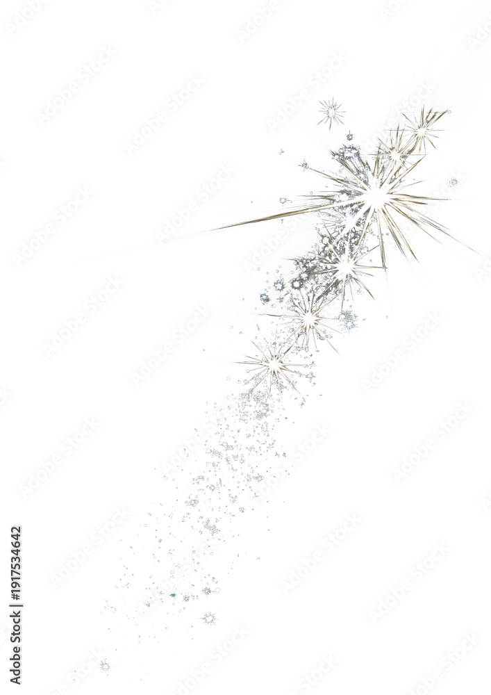 Obraz premium Illustration of a silver, starburst-like trail on a black background
