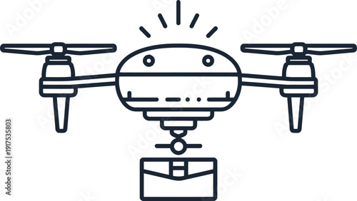 Vector drone icon with envelope payload, isolated on transparent background