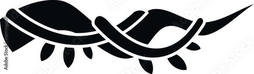 Stylized black silhouette of the mythical nessie or a plesiosaurus swimming