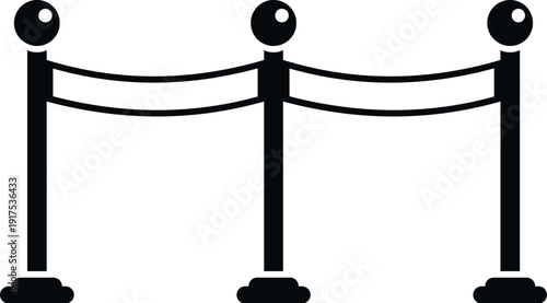 Stanchion velvet rope barrier separating areas, controlling access, and managing queues