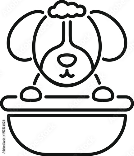 Dog in a tub taking a bath with soap suds on its head