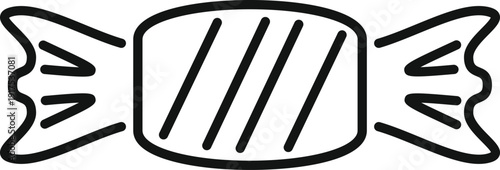 Wrapped candy outline illustration representing a sweet treat or confectionery item