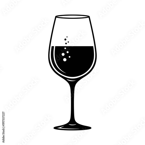 Minimalist Black and White Wine Glass Illustration – Elegant Drink Silhouette Art

