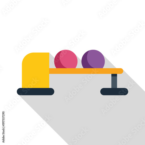 Bowling balls rolling on a yellow ball return at a bowling alley