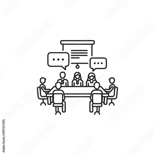 Business Meeting with Team Discussion and Collaboration in Conference Room