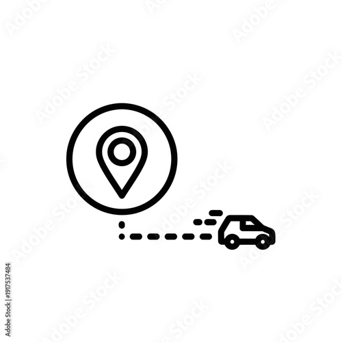 Car Navigating Towards GPS Location Icon for Directions and Travel