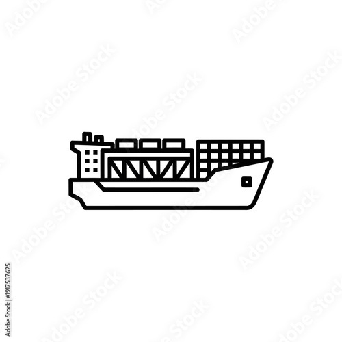 Cargo Ship Navigating Open Water with Containers and Modern Infrastructure