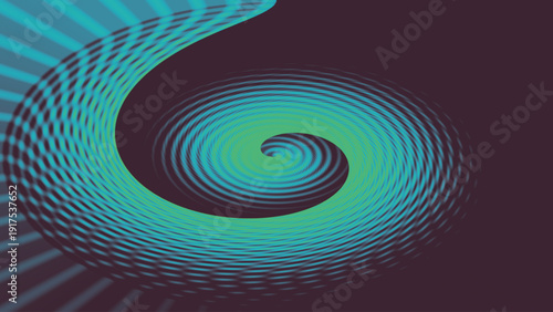 Abstract spiral background with green blue concentric vortex waves, dynamic circular motion effect, and vibrant artistic gradient layout