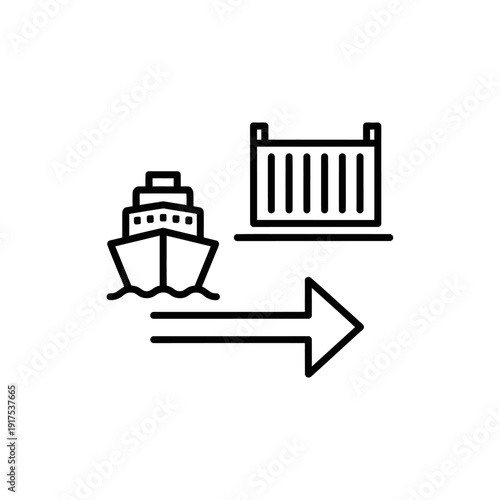 Cargo Ship Navigating Waterfront Scene with Dock and Port Infrastructure