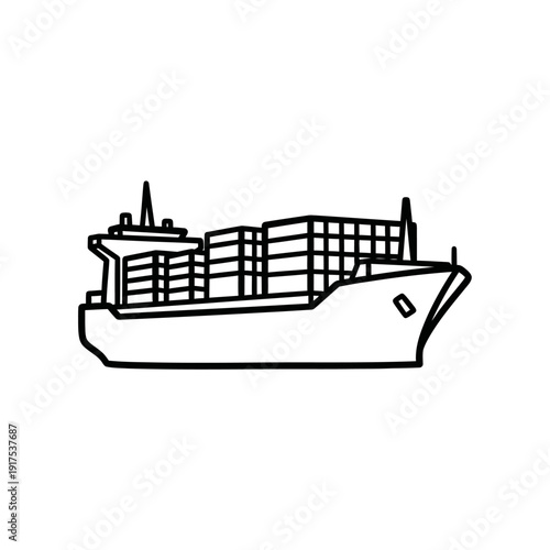 Cargo Ship Vessel Navigating Through Maritime Waters for Commercial Transport