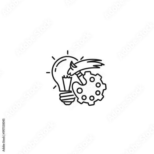 Creative Idea Generation with Light Bulb and Gear Icon for Innovation and Innovation Process