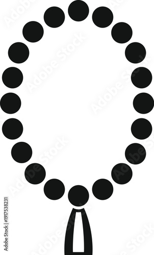 Prayer beads icon with black silhouette symbolizing religion and devotion