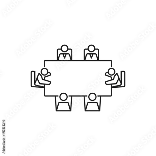 Business Meeting Conference Room with Five Participants Discussing Strategy