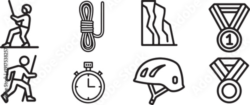 Adventure and achievement icons representing outdoor activities and awards