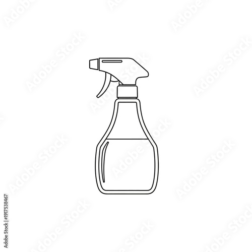 Empty Spray Bottle on White Background for Cleaning and Disinfection