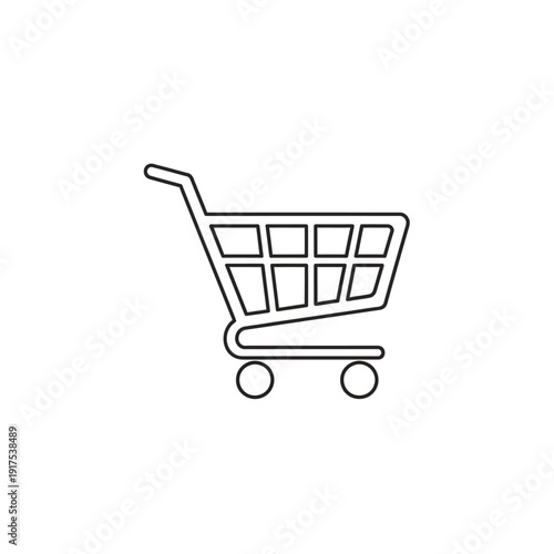 Empty Shopping Cart on White Background for Online Shopping Concept