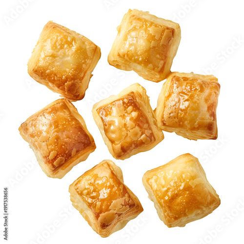 mini puff pastry bites savory style isolated on pure white background 