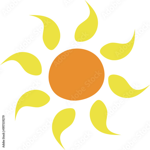 黄色い太陽のアイコンイラスト