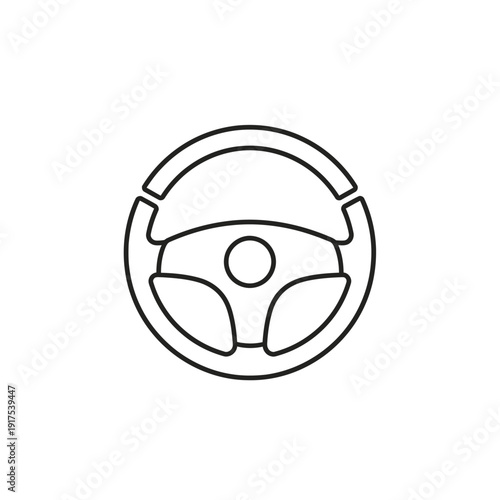 Line Drawing of Car Steering Wheel for Vehicle Control and Driving Equipment