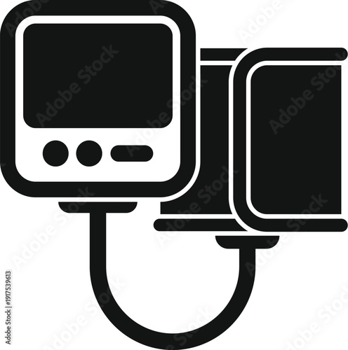Blood pressure monitor device representing health, medical, heart, and hypertension diagnostic concepts