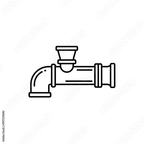 Minimalist Black and White Illustration of a Plumbing Pipe Fitting