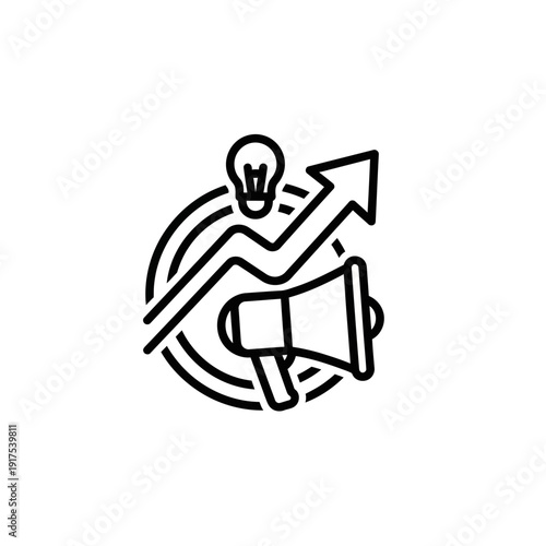 Innovative Business Growth Concept with Lightbulb and Upward Arrow Icon