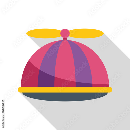 Propeller hat showing flat design style with long shadow on white background