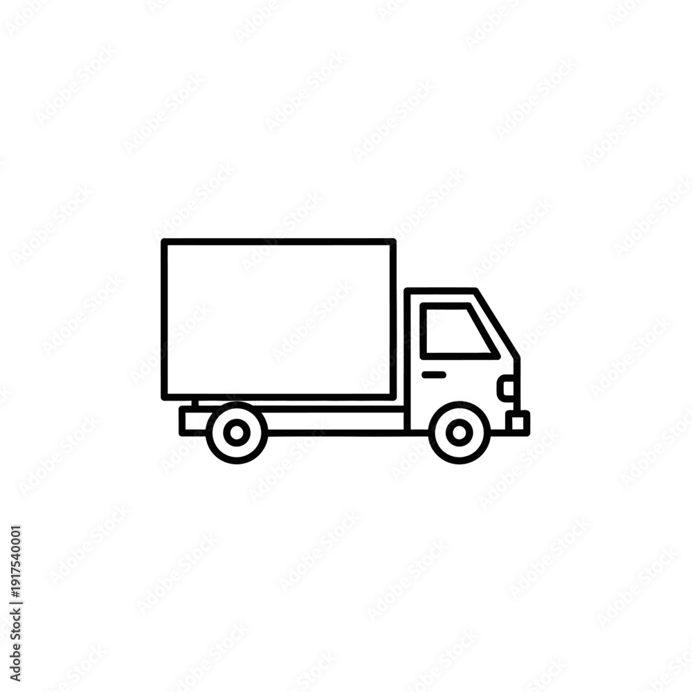 Fototapeta premium Minimalist Black and White Line Drawing of a Delivery Truck for Logistics and Shipping