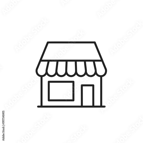 Minimalist Illustration of a Small Retail Storefront with Awning and Window