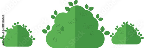 Cartoon leafy bush collection set, green garden shrub plants, decorative nature foliage elements for landscape design, flat vector illustration