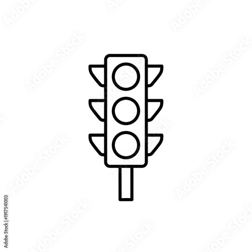 Minimalist Illustration of Traffic Light Icon for Urban Traffic Warning Sign