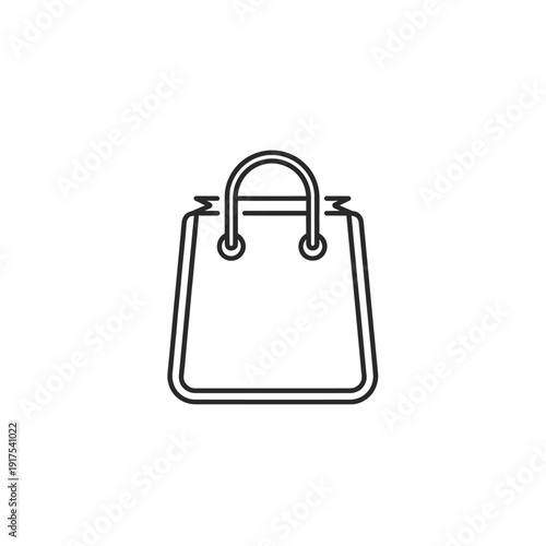 Minimalist Line Art Illustration of a Shopping Bag for Commercial Use