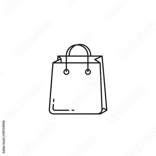 Minimalist Line Art Illustration of a Shopping Bag for Retail and Commerce Design