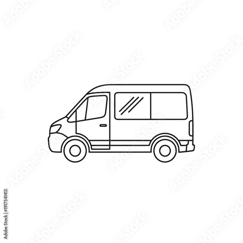 Minimalist Illustration of a Commercial Van for Transportation and Delivery Services