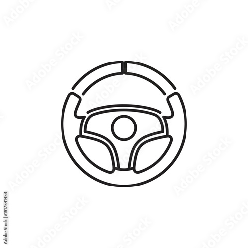 Minimalist Line Art Illustration of a Car Steering Wheel for Auto Transportation Concept