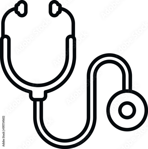 Stethoscope outline icon symbolizing medical examination, health, and cardiology