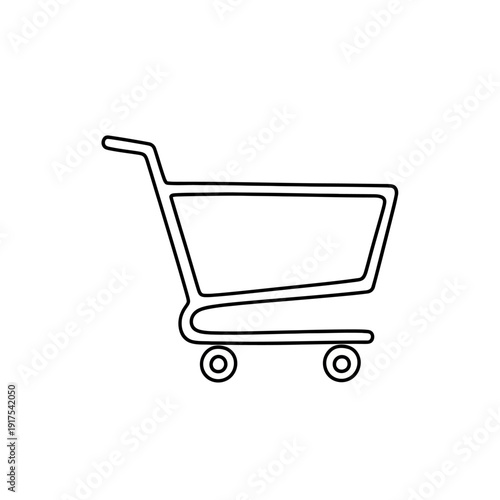 Minimalist Line Drawing of an Empty Shopping Cart for Commercial Use