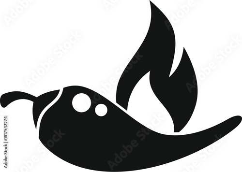 Chili pepper with flames icon symbolizing hot, spicy food ingredients or flavor