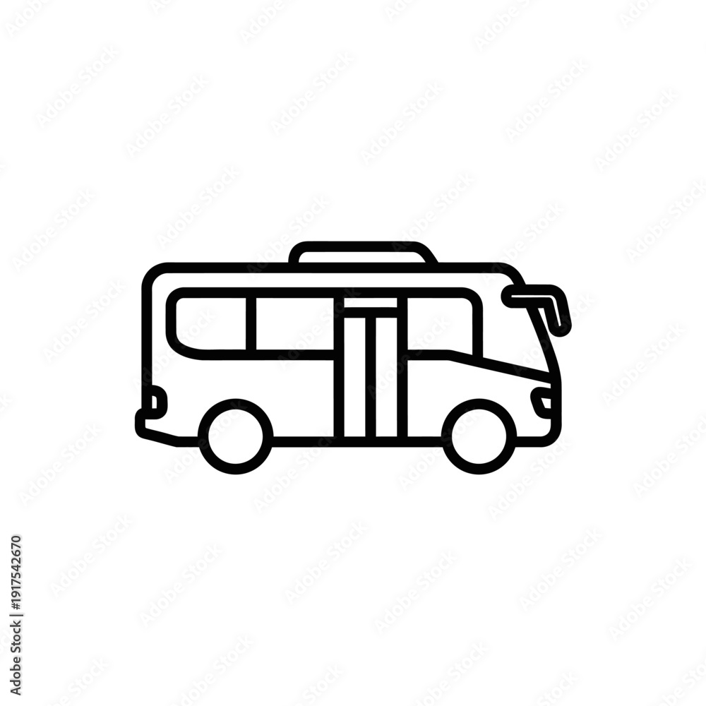 Fototapeta premium Minimalist Line Drawing of a Public Transit Bus for Transportation and Travel Themes