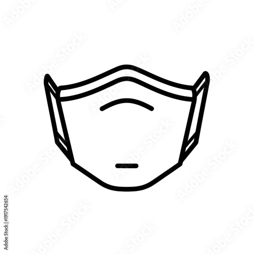 Minimalist Line Drawing of a Protective Face Mask for Health Safety