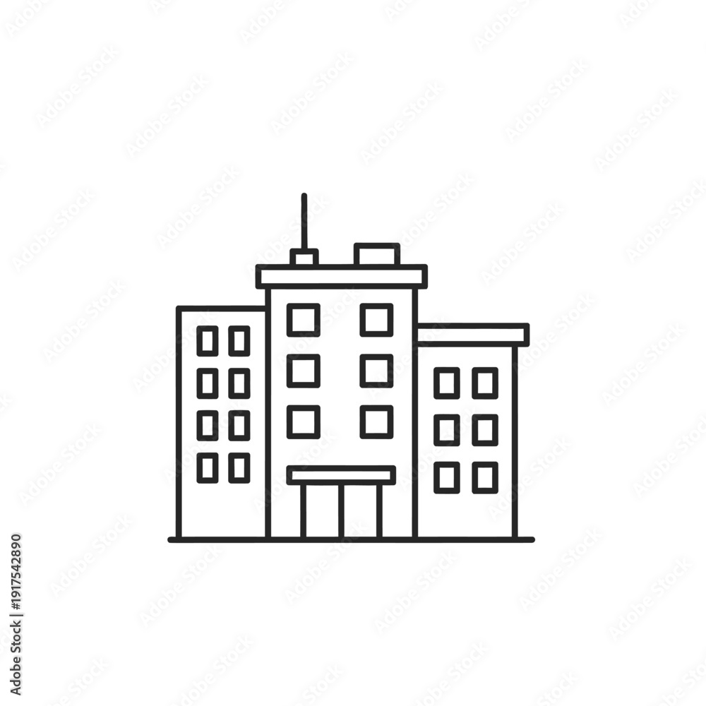 Obraz premium Modern City Building Illustration Highlighting Urban Architecture and High-Rise Structure