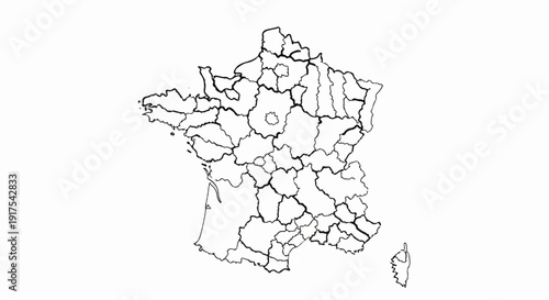 Outline map showing French administrative regions with borders